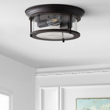 Lauren 13.25" Metal/Glass LED Flush Mount - JONATHAN Y